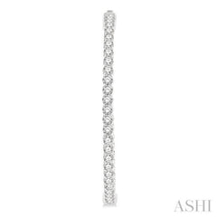 4 ctw Inside-Out Round Cut Diamond 1 1/2 Inch Hoop Earrings in 14K White Gold