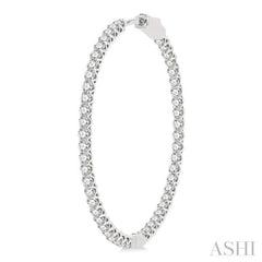 4 ctw Inside-Out Round Cut Diamond 1 1/2 Inch Hoop Earrings in 14K White Gold