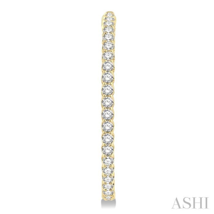 4 ctw Inside-Out Round Cut Diamond 1 1/2 Inch Hoop Earrings in 14K Yellow Gold