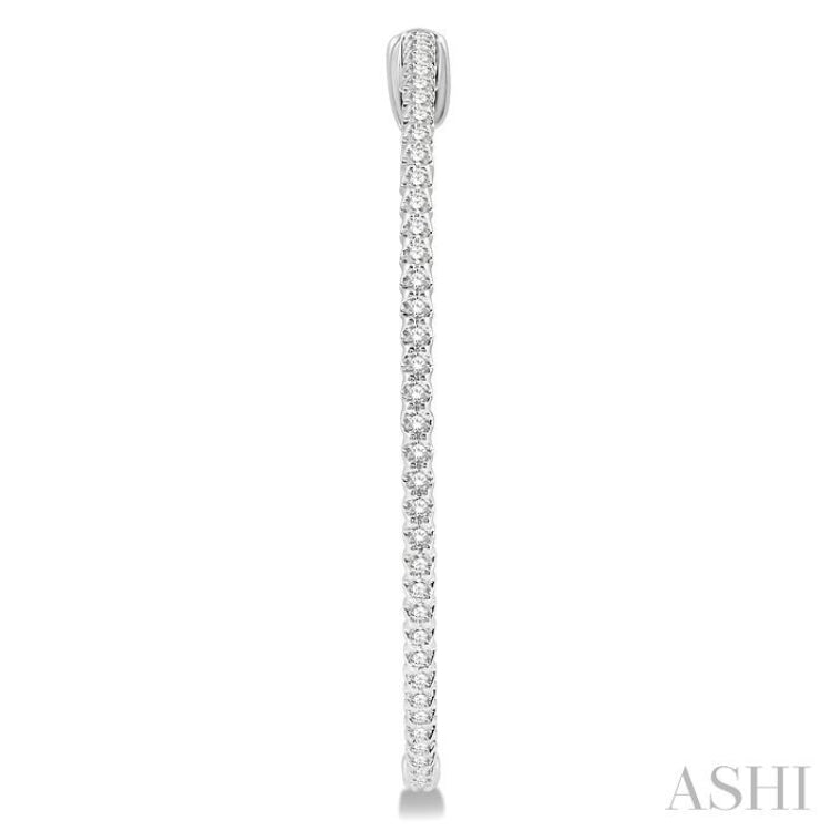 1 ctw Inside-Out Round Cut Diamond 1 1/2 Inch Hoop Earrings in 14K White Gold