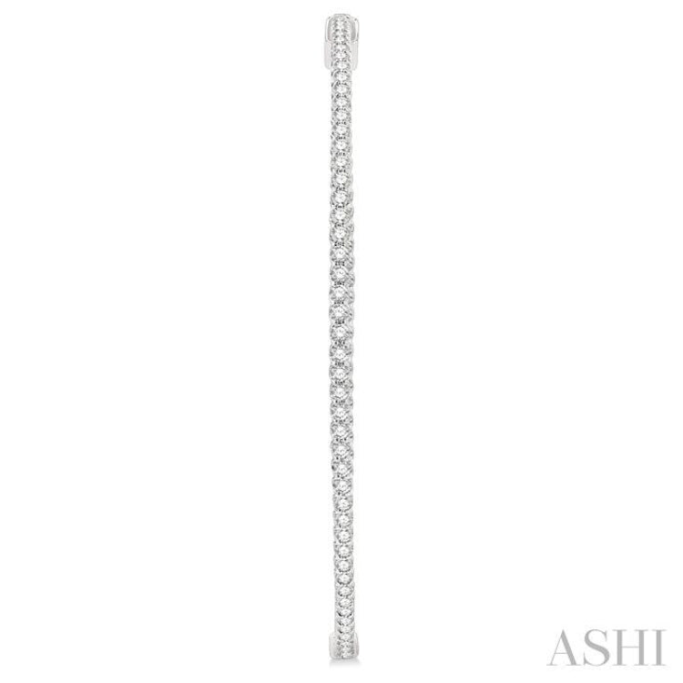 2 ctw Inside-Out Round Cut Diamond 2-Inch Hoop Earrings in 14K White Gold