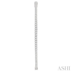 2 ctw Inside-Out Round Cut Diamond 2-Inch Hoop Earrings in 14K White Gold