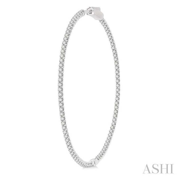 2 ctw Inside-Out Round Cut Diamond 2-Inch Hoop Earrings in 14K White Gold