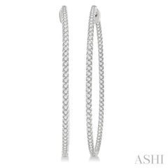 3 ctw Inside-Out Round Cut Diamond 2-Inch Hoop Earrings in 14K White Gold