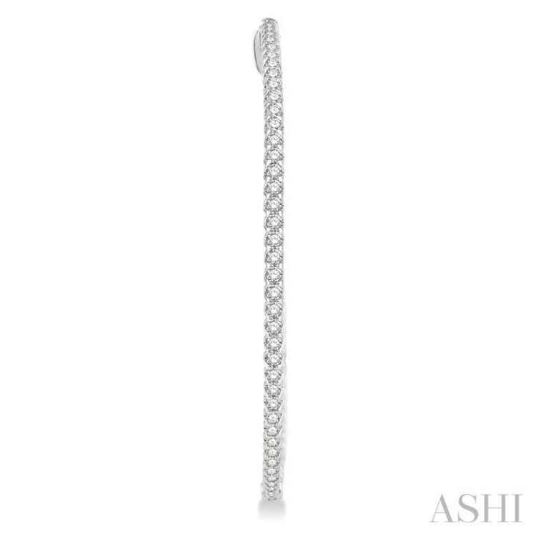 3 ctw Inside-Out Round Cut Diamond 2-Inch Hoop Earrings in 14K White Gold