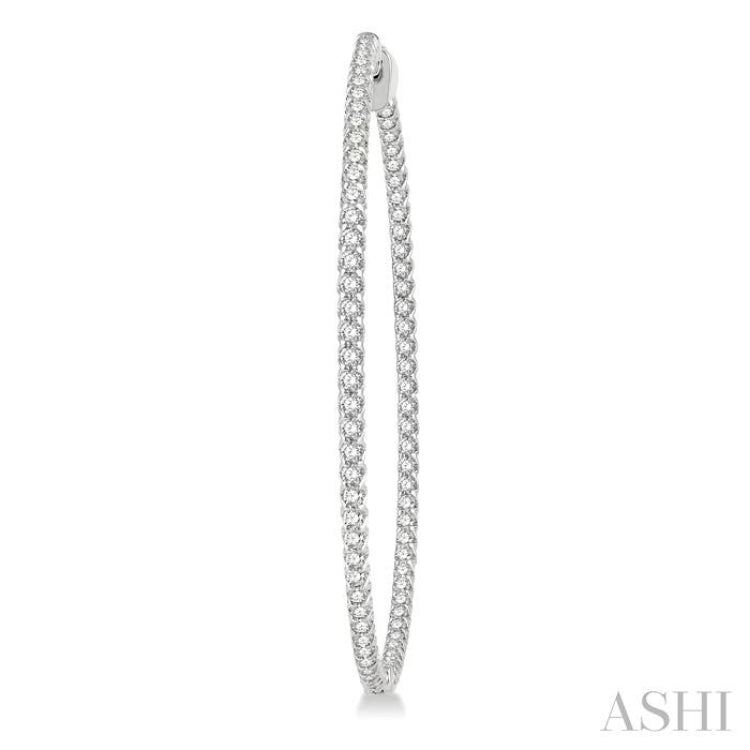 3 ctw Inside-Out Round Cut Diamond 2-Inch Hoop Earrings in 14K White Gold