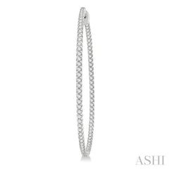 3 ctw Inside-Out Round Cut Diamond 2-Inch Hoop Earrings in 14K White Gold