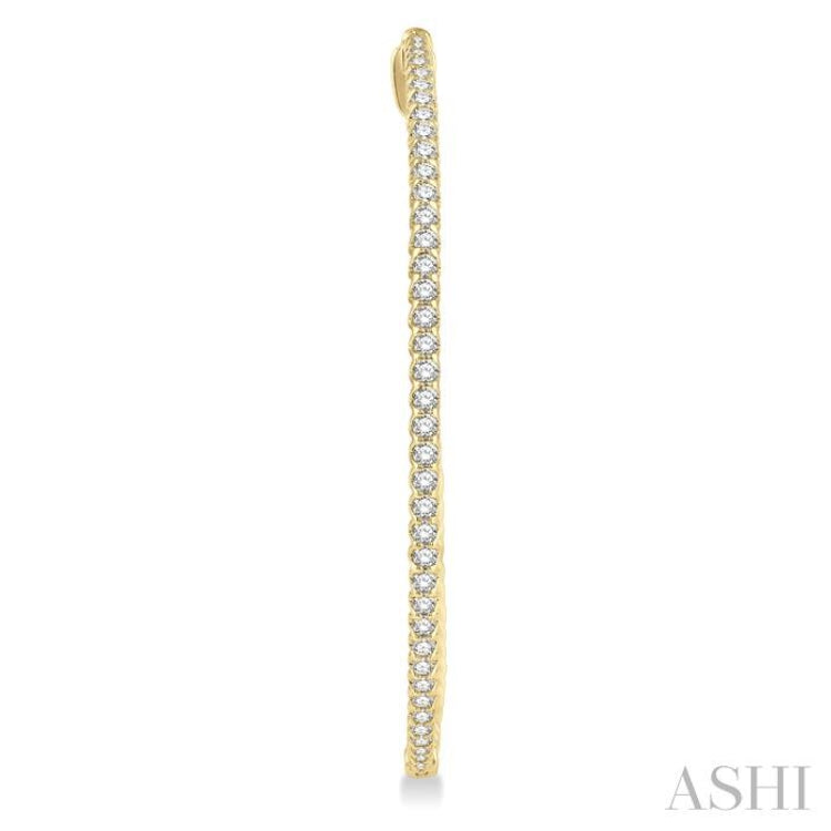 2 ctw Inside-Out Round Cut Diamond 2-Inch Hoop Earrings in 14K Yellow Gold