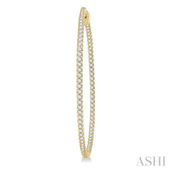 2 ctw Inside-Out Round Cut Diamond 2-Inch Hoop Earrings in 14K Yellow Gold