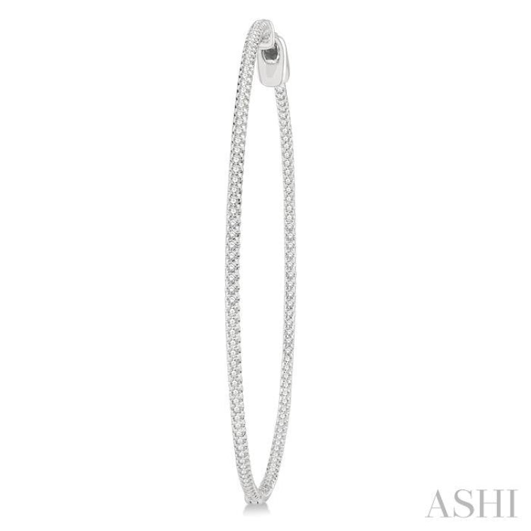 1 ctw Inside-Out Round Cut Diamond 2-Inch Hoop Earrings in 14K White Gold