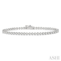 3 ctw Tri-Prong Round Cut Diamond Tennis Bracelet in 14K White Gold