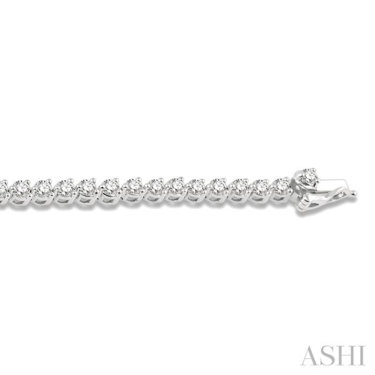 3 ctw Tri-Prong Round Cut Diamond Tennis Bracelet in 14K White Gold