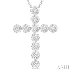 2 ctw Lovebright Round Cut Diamond Cross Pendant in 14K White Gold with chain