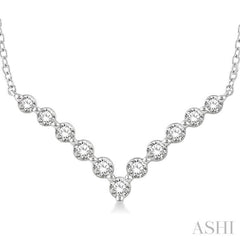 1/2 ctw Chevron Round Cut Diamond Necklace in 14K White Gold