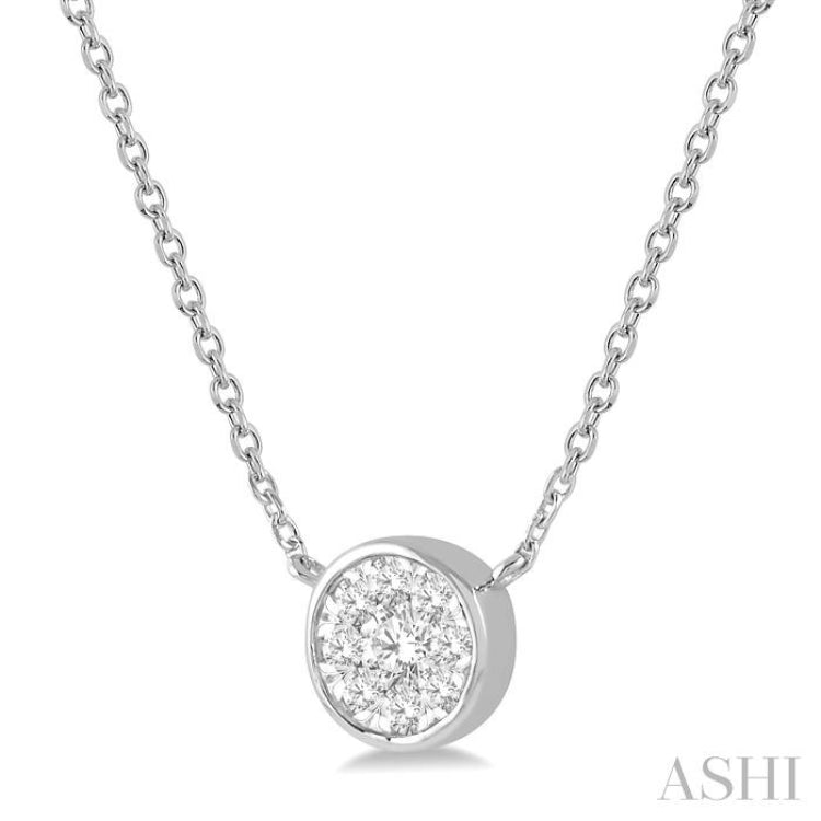 1/6 ctw Round Shape Lovebright Diamond Pendant With Chain in 14K White Gold