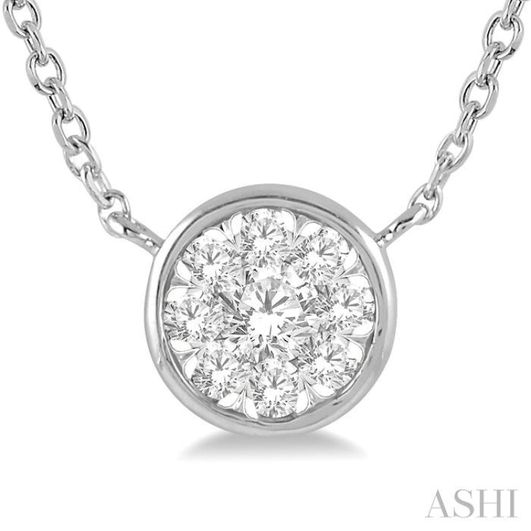 1/6 ctw Round Shape Lovebright Diamond Pendant With Chain in 14K White Gold
