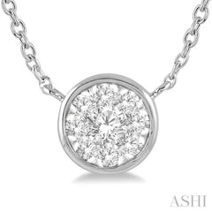1/6 ctw Round Shape Lovebright Diamond Pendant With Chain in 14K White Gold