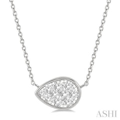 1/3 ctw Pear Shape Lovebright Diamond Pendant With Chain in 14K White Gold