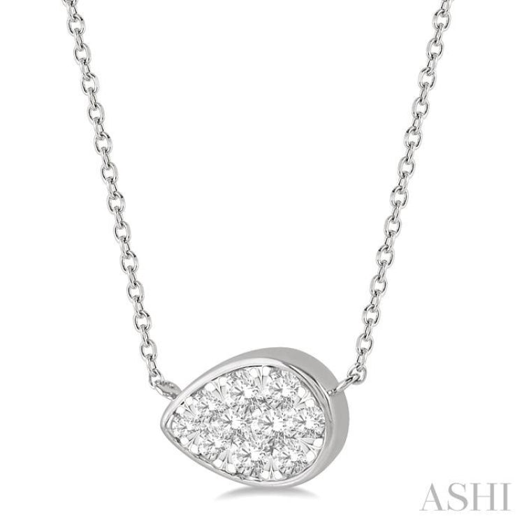 1/3 ctw Pear Shape Lovebright Diamond Pendant With Chain in 14K White Gold
