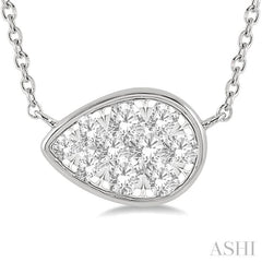 1/3 ctw Pear Shape Lovebright Diamond Pendant With Chain in 14K White Gold