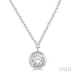 1/5 ctw Round Cut Diamond Pendant With Chain in 14K White Gold