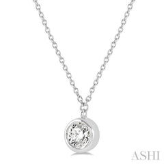 1/5 ctw Round Cut Diamond Pendant With Chain in 14K White Gold