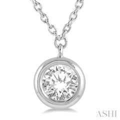 1/5 ctw Round Cut Diamond Pendant With Chain in 14K White Gold