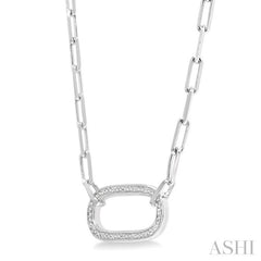 1/10 ctw Round Cut Diamond Paperclip Pendant in Sterling Silver