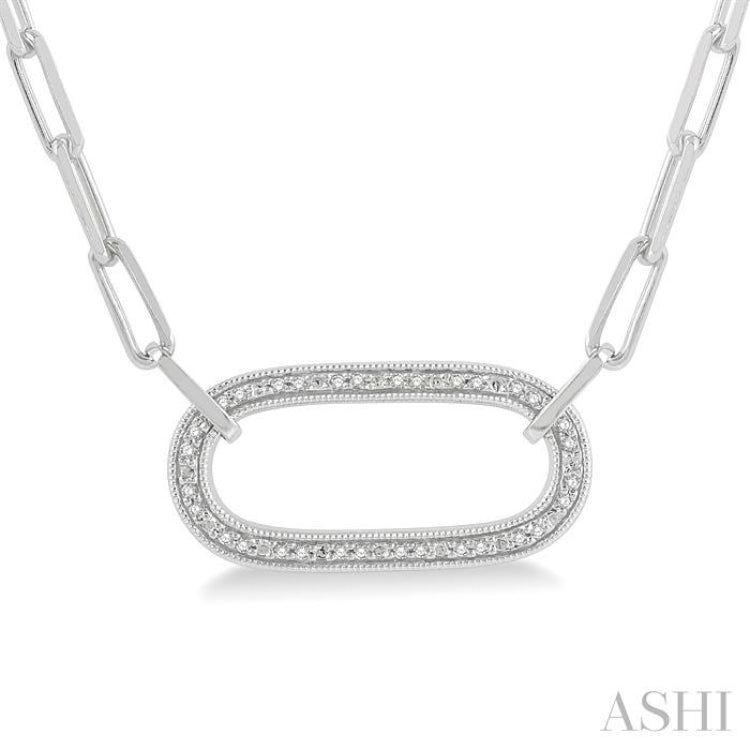 1/10 ctw Round Cut Diamond Paperclip Pendant in Sterling Silver