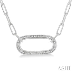 1/10 ctw Round Cut Diamond Paperclip Pendant in Sterling Silver