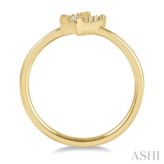 1/10 ctw Lightning Bolt Round Cut Diamond Petite Fashion Ring in 10K Yellow Gold