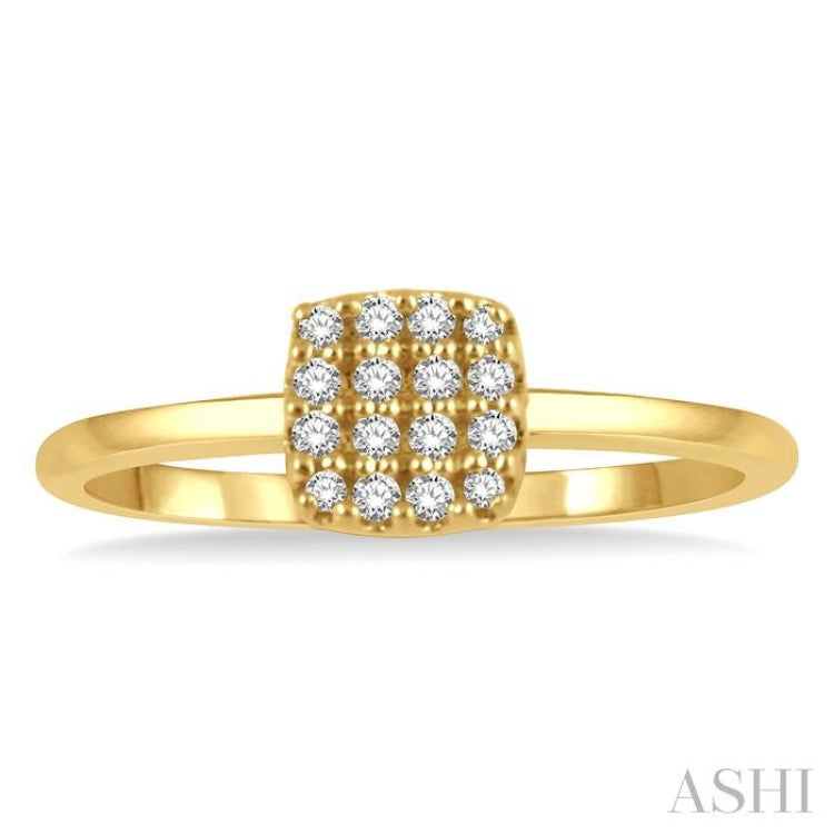 1/8 ctw Cushion Shape Round Cut Diamond Petite Fashion Ring in 10K Yellow Gold