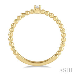 1/20 ctw Ball Bead Shank Round Cut Diamond Petite Promise Ring in 10K Yellow Gold