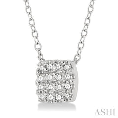 1/8 ctw Cushion Shape Round Cut Diamond Petite Fashion Pendant With Chain in 10K White Gold