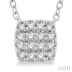 1/8 ctw Cushion Shape Round Cut Diamond Petite Fashion Pendant With Chain in 10K White Gold