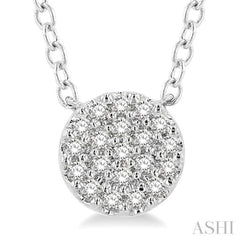 1/8 ctw Disc Shape Round Cut Diamond Petite Fashion Pendant With Chain in 10K White Gold