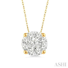 1/8 ctw Lovebright Round Cut Diamond Pendant in 14K Yellow and White Gold with Chain