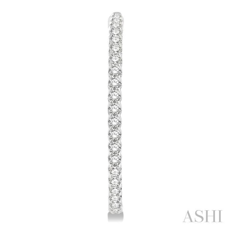 5 ctw Inside-Out Round Cut Diamond 1 1/2 Inch Hoop Earrings in 14K White Gold