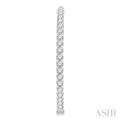 5 ctw Inside-Out Round Cut Diamond 1 1/2 Inch Hoop Earrings in 14K White Gold