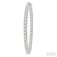 5 ctw Inside-Out Round Cut Diamond 1 1/2 Inch Hoop Earrings in 14K White Gold