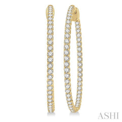 2 ctw Inside-Out Round Cut Diamond 1 1/2 Inch Hoop Earrings in 14K Yellow Gold