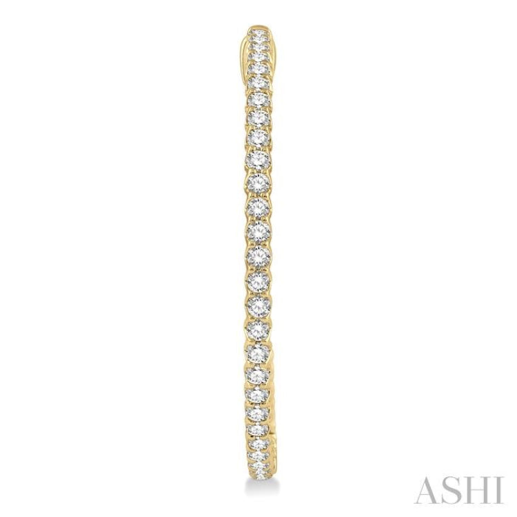 2 ctw Inside-Out Round Cut Diamond 1 1/2 Inch Hoop Earrings in 14K Yellow Gold