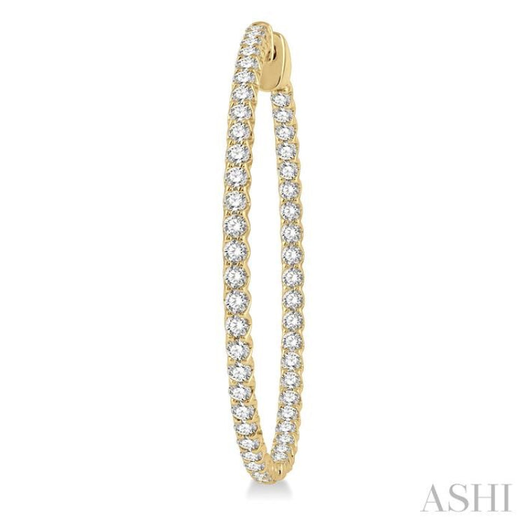 2 ctw Inside-Out Round Cut Diamond 1 1/2 Inch Hoop Earrings in 14K Yellow Gold