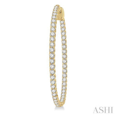 2 ctw Inside-Out Round Cut Diamond 1 1/2 Inch Hoop Earrings in 14K Yellow Gold