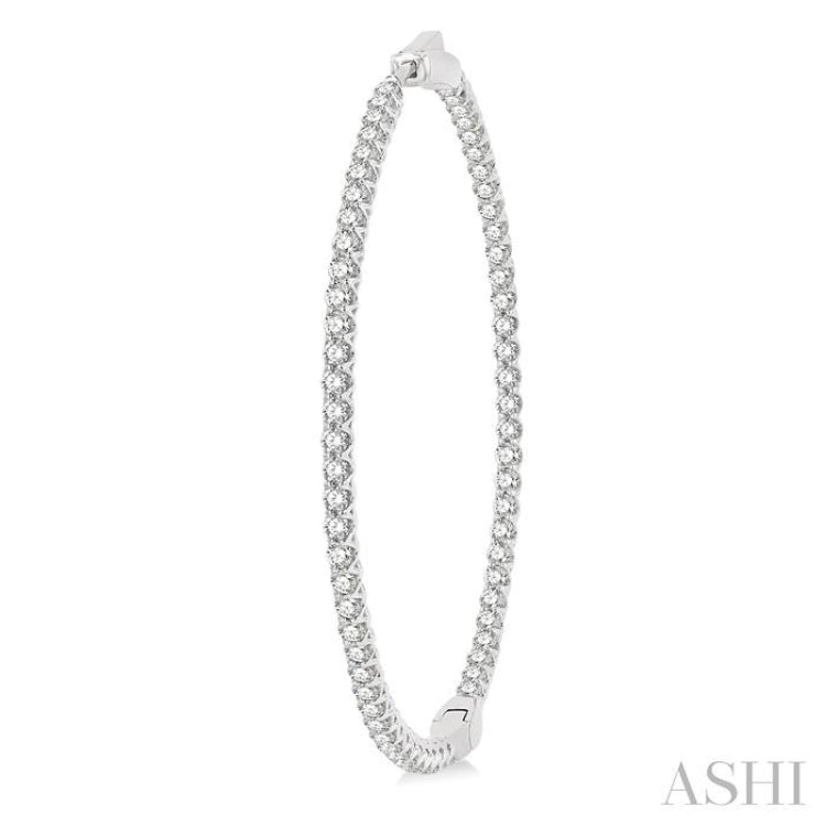 4 ctw Inside-Out Round Cut Diamond 2-Inch Hoop Earrings in 14K White Gold