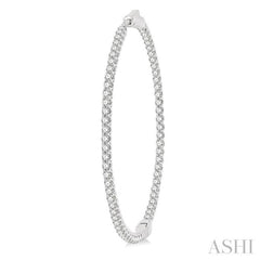 4 ctw Inside-Out Round Cut Diamond 2-Inch Hoop Earrings in 14K White Gold