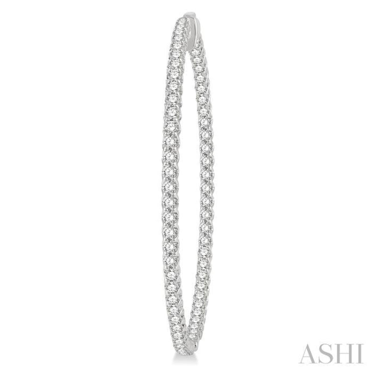 5 ctw Inside-Out Round Cut Diamond 2-Inch Hoop Earrings in 14K White Gold