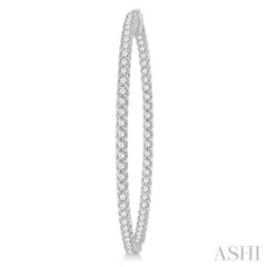 5 ctw Inside-Out Round Cut Diamond 2-Inch Hoop Earrings in 14K White Gold