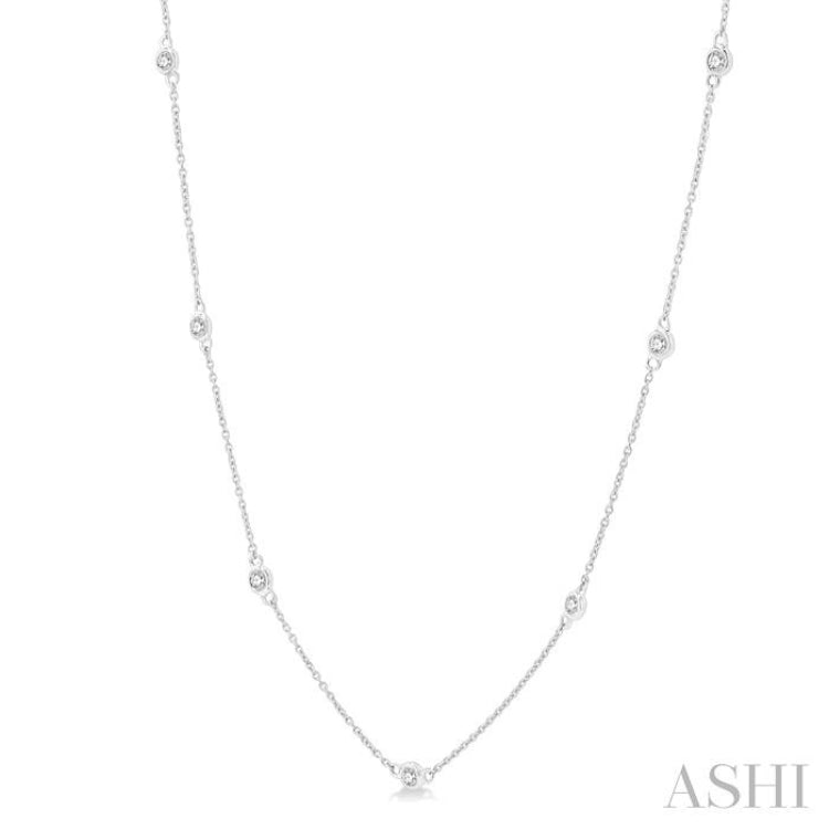 1/3 ctw Round Cut Diamond Station Necklace in 14K White Gold