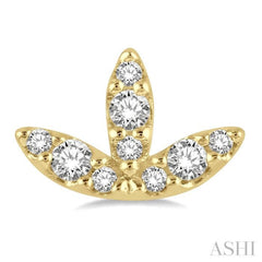1/10 ctw Tri Leaf Round Cut Diamond Petite Earring in 10K Yellow Gold